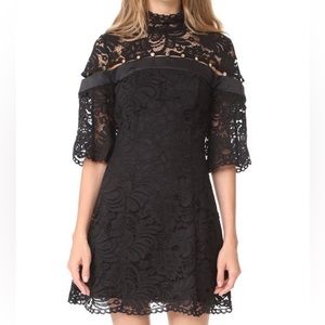 Keepsake, Star Crossed Black Lace Mini Dress, Size M
